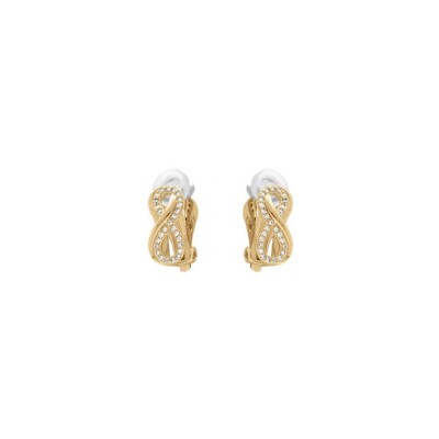 Boucles d'oreilles clip laiton doré infini oxydes blancs sertis