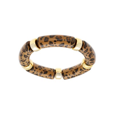 Bracelet extensible résine léopard et résine doré