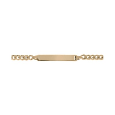 Bracelet identité enfant gourmette plaqué or droite 14cm + 2cm
