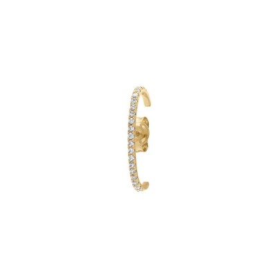 Boucles d'oreilles tige plaqué or unitaire oxydes blancs sertis aspect Piercing 2 & 3eme trou