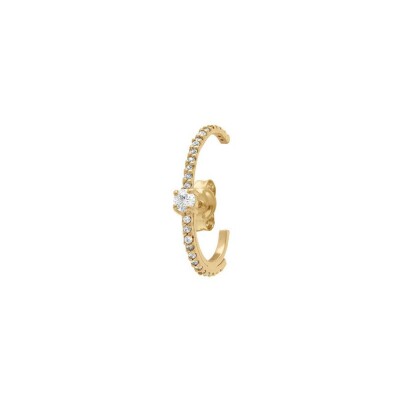 Boucles d'oreilles tige plaqué or unitaire oxydes blancs sertis aspect Piercing 2 & 3eme trou