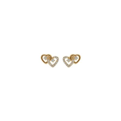 Boucles d'oreilles tige plaqué or coeurs entrelacés oxydes blancs