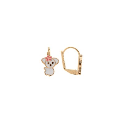 Boucles d'oreilles plaqué or dormeuse koala résine blanche