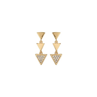 Boucles d'oreilles tige plaqué or multi triangles oxydes blancs sertis