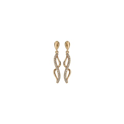 Boucles d'oreilles tige plaqué or volute oxydes blancs sertis