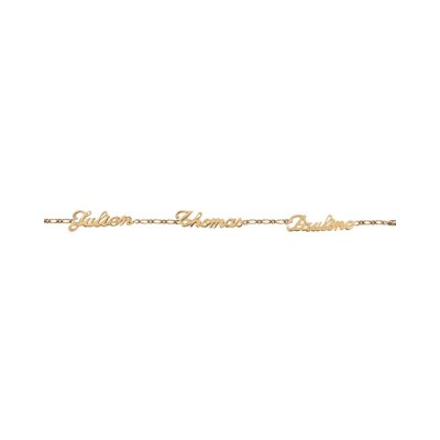 Bracelet plaqué or 1+1 dec anglaise 3 prénoms 18,5cm regl 17