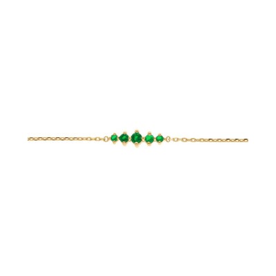 Bracelet plaqué or oxydes vert horizontal 15.5+2.5m