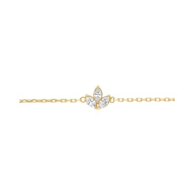 Bracelet plaqué or 3 oxydes blanc 15.5+2.5cm