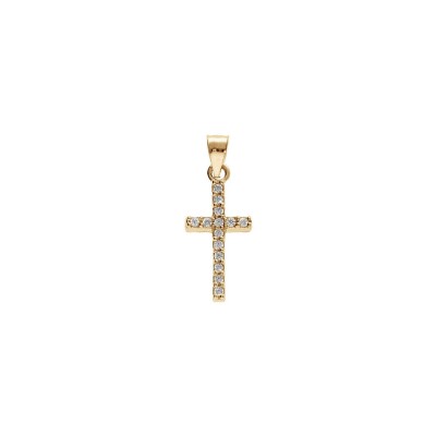 Pendentif plaqué or croix oxydes blancs