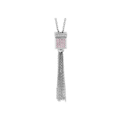 collier argent rhodié avec pompon pour coulissant 51cm+ 5cm