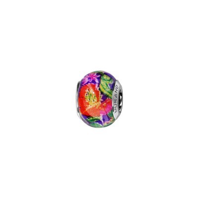 Charms coulissant argent rhodié murano multicouleur
