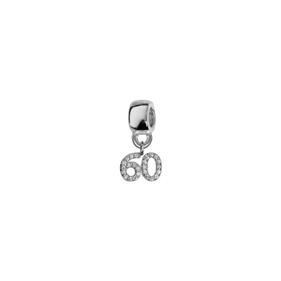 Charms coulissant argent rhodié chiffre suspendu 
