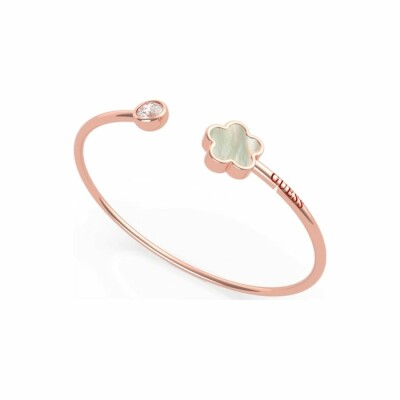 Bracelet flexible Guess Sea Gift en acier doré rose, forme fleur irisée