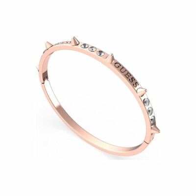 Bracelet jonc Guess Rebel Rebel en acier doré rose et cristaux Swarovski, avec picôts 