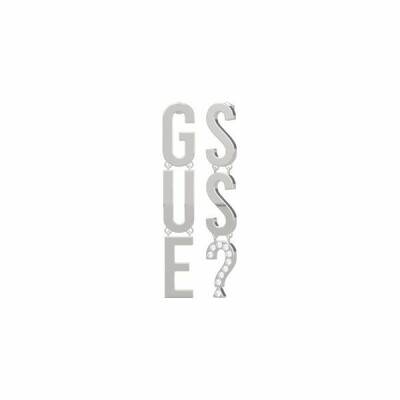 Boucles d'oreilles pendantes Guess Los Angeles en acier rhodié, logo GUESS