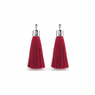Boucles d'oreilles GUESS Color Vibes en acier rhodié et pompon rouge