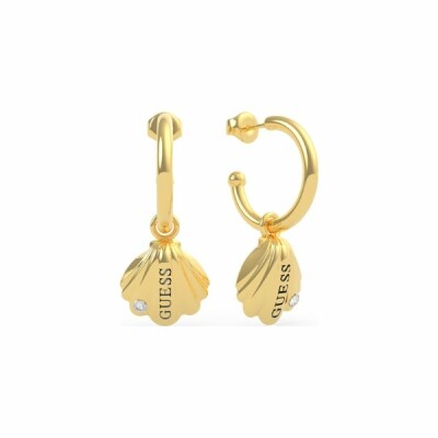 Boucles d'oreilles Guess Mermaid en acier doré, pampilles coquillages 