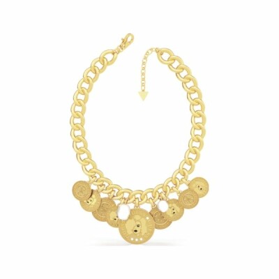 Collier Guess Coin en acier doré, avec pampilles, grand modèle