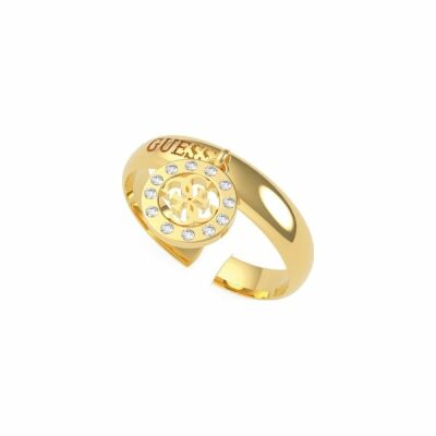 Bague Guess Miniature en acier doré, cristaux Swarovski, avec pampille 4G