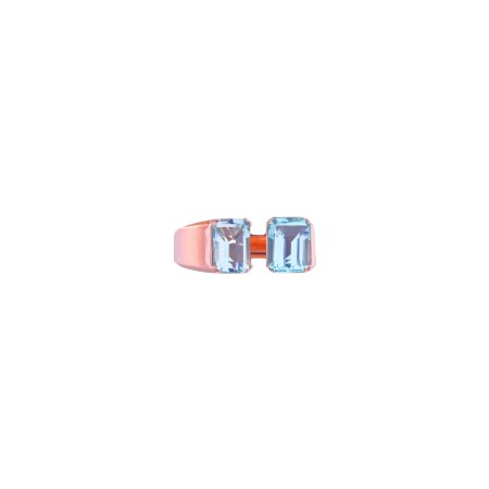 Bague 1909 Callegari Solid en or rose et topaze bleue, taille 54