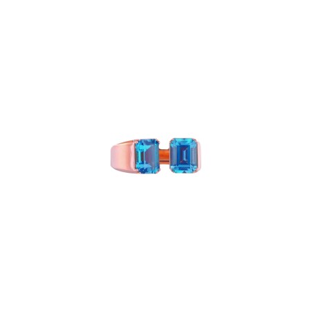 Bague 1909 Callegari Solid en or rose et topaze bleu london, taille 56