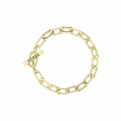 Bracelet Guess Urban Legend en acier doré, mailles ovales et fermoir en T avec logo GUESS