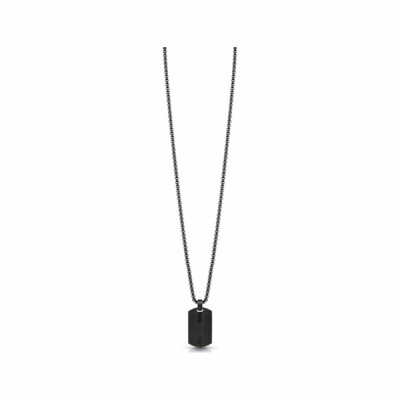Collier Guess Man Identity en acier , avec plaque noire