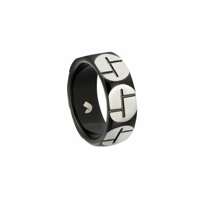 Bague Jourdan Bijoux Jac en acier PVD noir