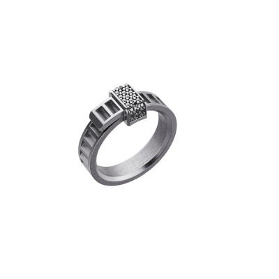 Bague Unknow Brand Bind Me en argent DLC gris anthracite et diamants noirs