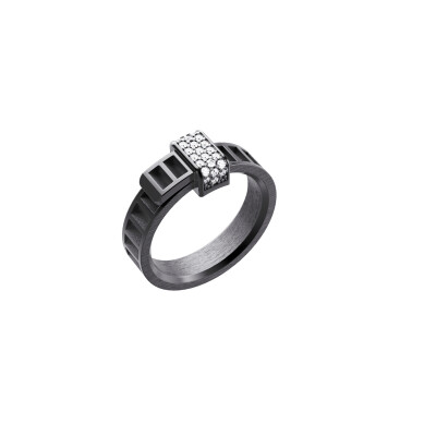 Bague Unknow Brand Bind Me en argent DLC noir et diamants