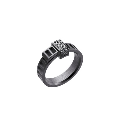 Bague Unknow Brand Bind Me en argent DLC noir et diamants noirs