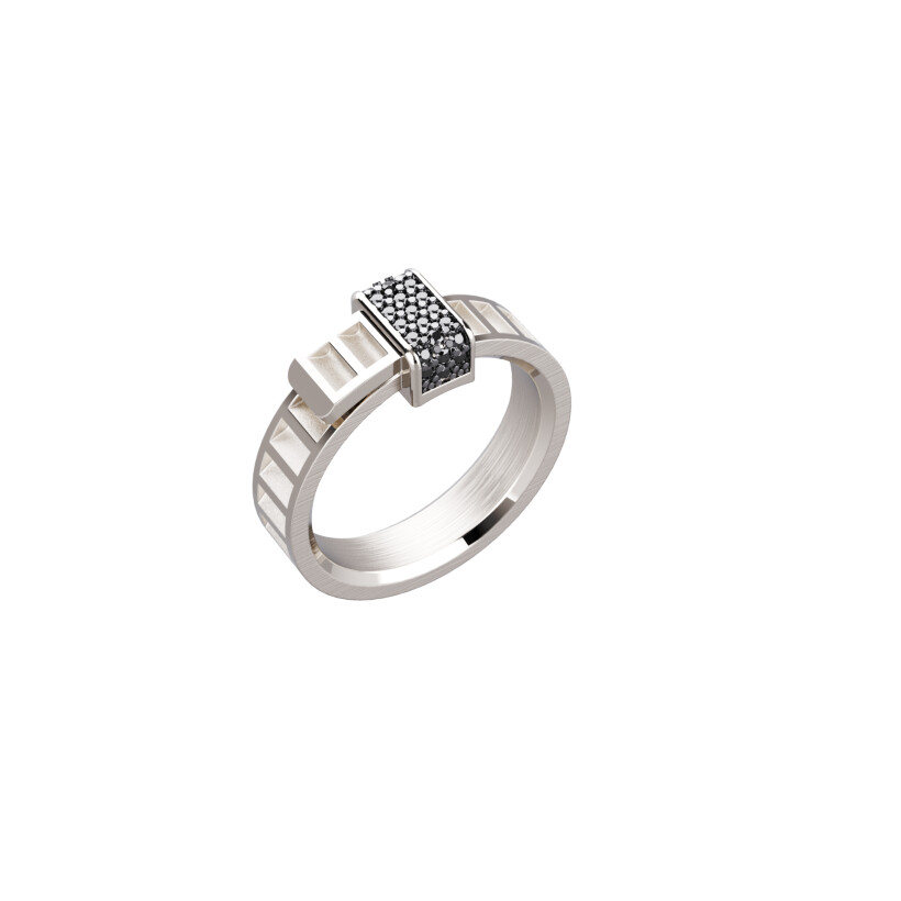 Bague Unknow Brand Bind Me en argent et diamants noirs