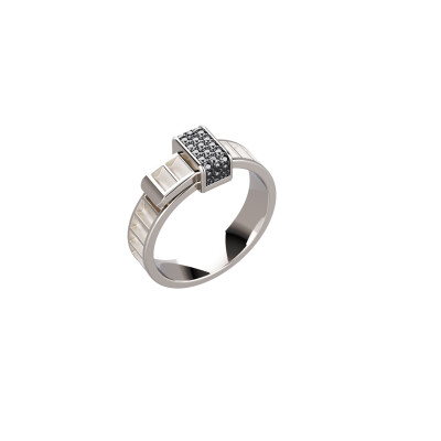 Bague Unknow Brand Bind Me en or blanc et diamants noirs