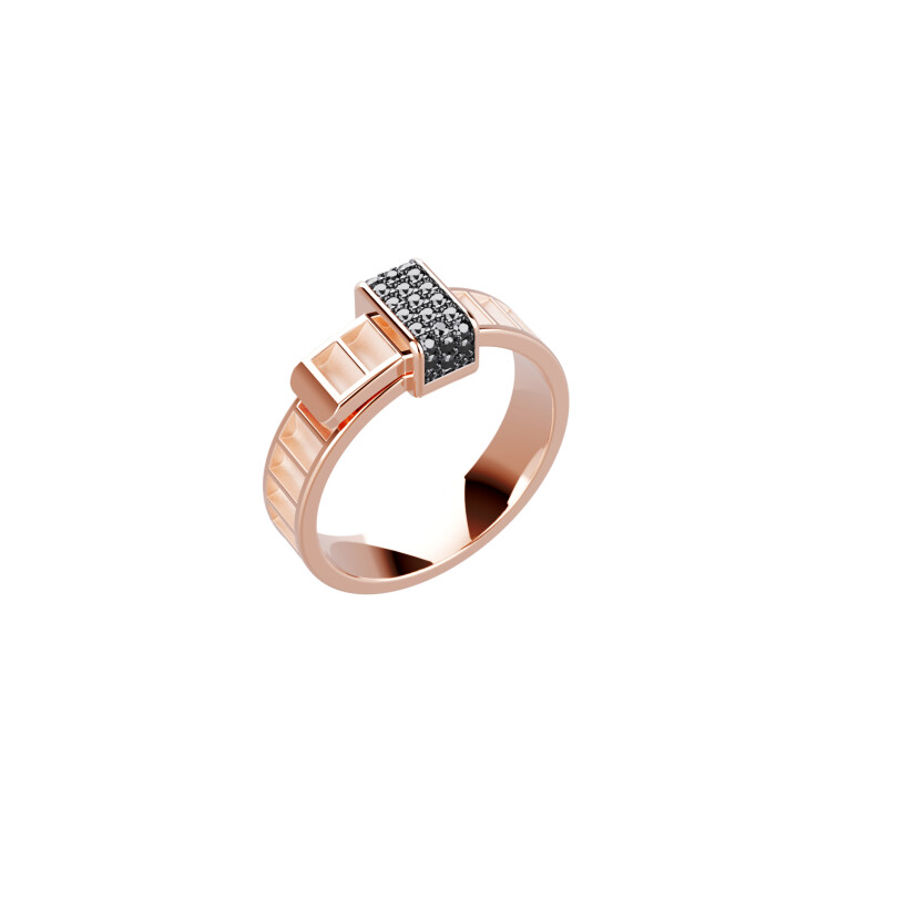 Bague Unknow Brand Bind Me en or rose et diamants noirs