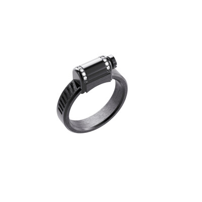 Bague Unknow Brand Love Affair en argent DLC noir et diamants