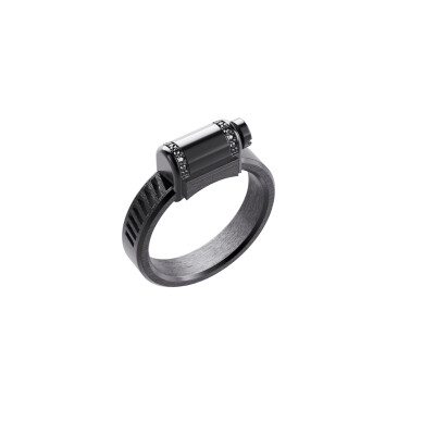 Bague Unknow Brand Love Affair en argent DLC noir et diamants noirs