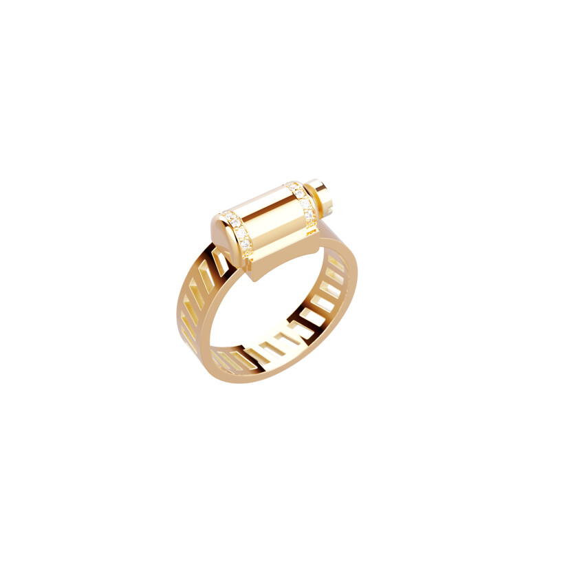 Bague Unknow Brand Love Affair en or jaune et diamants