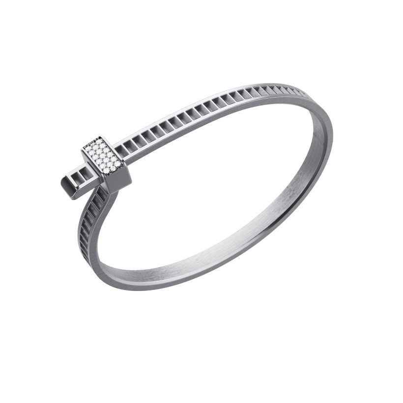 Bracelet Unknow Brand Bind Me en argent DLC gris anthracite et diamants