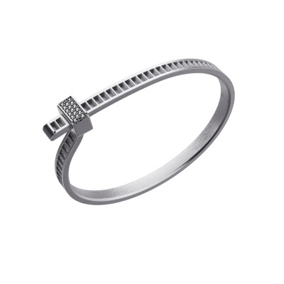 Bracelet Unknow Brand Bind Me en argent DLC gris anthracite et diamants noirs