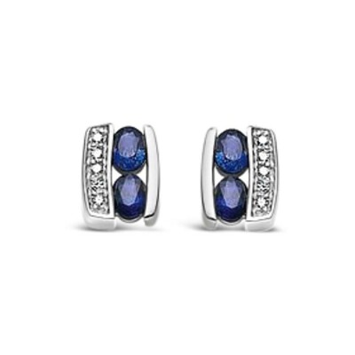 Boucles d'oreilles H.Gringoire Iconic en or blanc, saphir et diamants