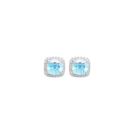 Boucles d'oreilles Gringoire Joaillerie en or blanc, topaze bleue et diamant