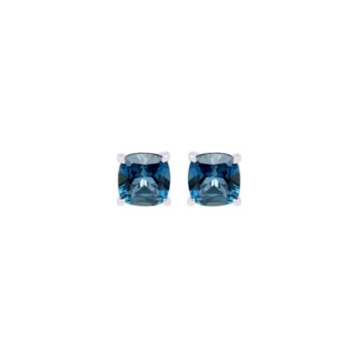 Boucles d'oreilles H.Gringoire Intemporelles en or jaune et topaze bleue London