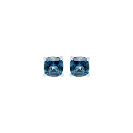 Boucles d'oreilles H.Gringoire Intemporelles en or jaune et topaze bleue London