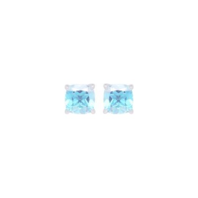 Boucles d'oreilles Gringoire Joaillerie en or blanc et topaze bleue