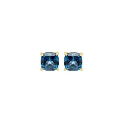 Boucles d'oreilles Gringoire Joaillerie en or jaune et topaze bleu London