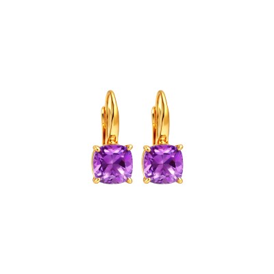 Boucles d'oreilles Gringoire Joaillerie en or jaune et améthyste