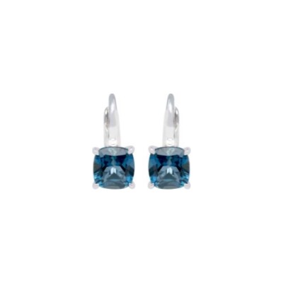 Boucles d'oreilles Gringoire Joaillerie en or blanc et topaze bleue