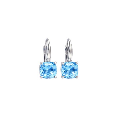 Boucles d'oreilles Gringoire Joaillerie en or blanc et topaze bleue