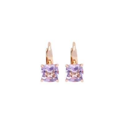 Boucles d'oreilles Gringoire Joaillerie intemporelles en or rose et améthystes