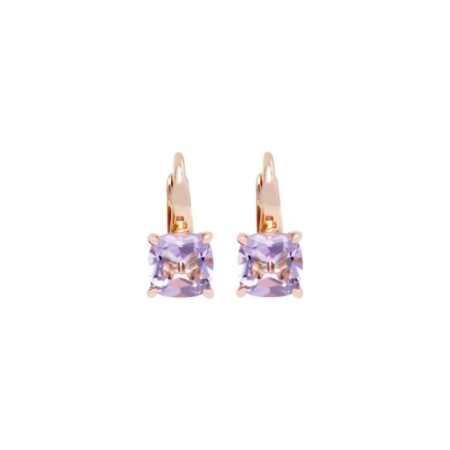 Boucles d'oreilles Gringoire Joaillerie intemporelles en or rose et améthystes